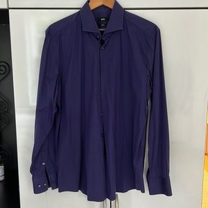Hugo Boss purple slim fit stretch button down shirt, neck size 17
